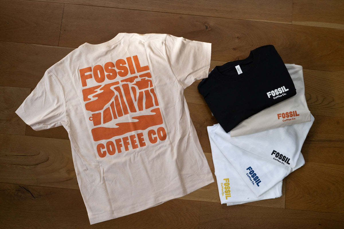 Fossil Coffee Co T-Shirt - Dust with Orange Print