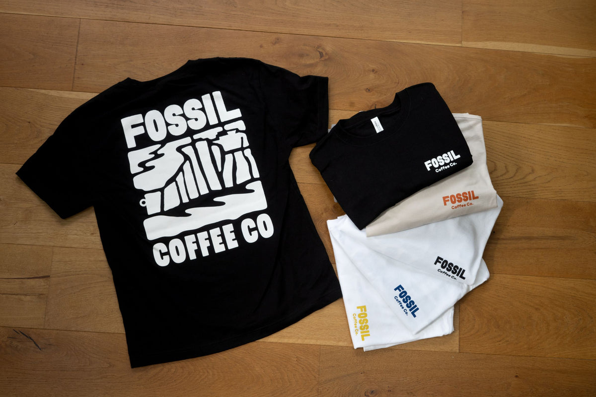 Fossil Coffee Co T-Shirt - Black with White Print