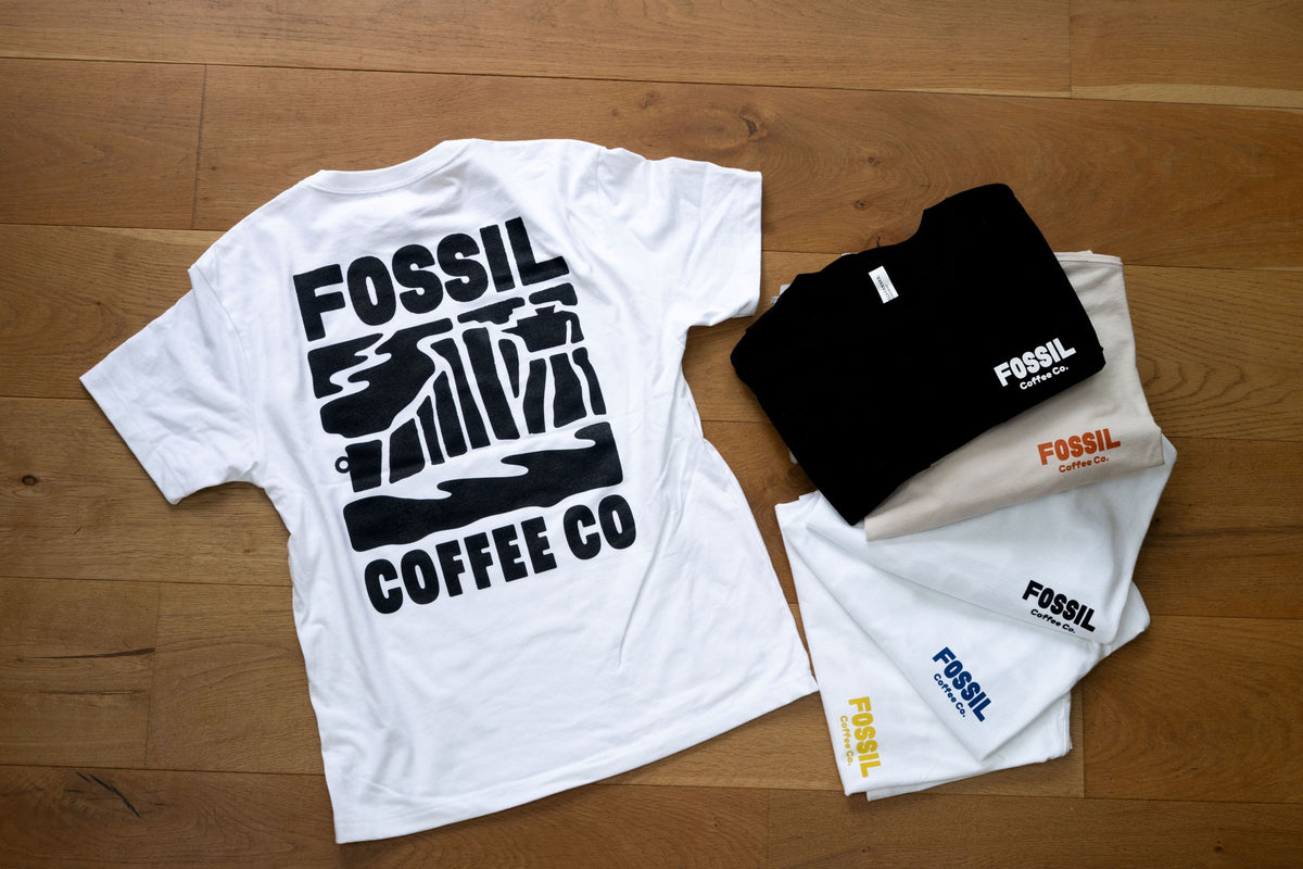 Fossil Coffee Co T-Shirt - White with Black Print